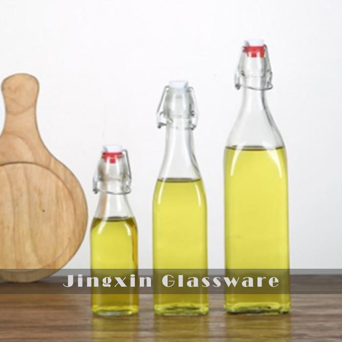 Wing Top Airtight 1000ml Glass Bottles With Lock Lid